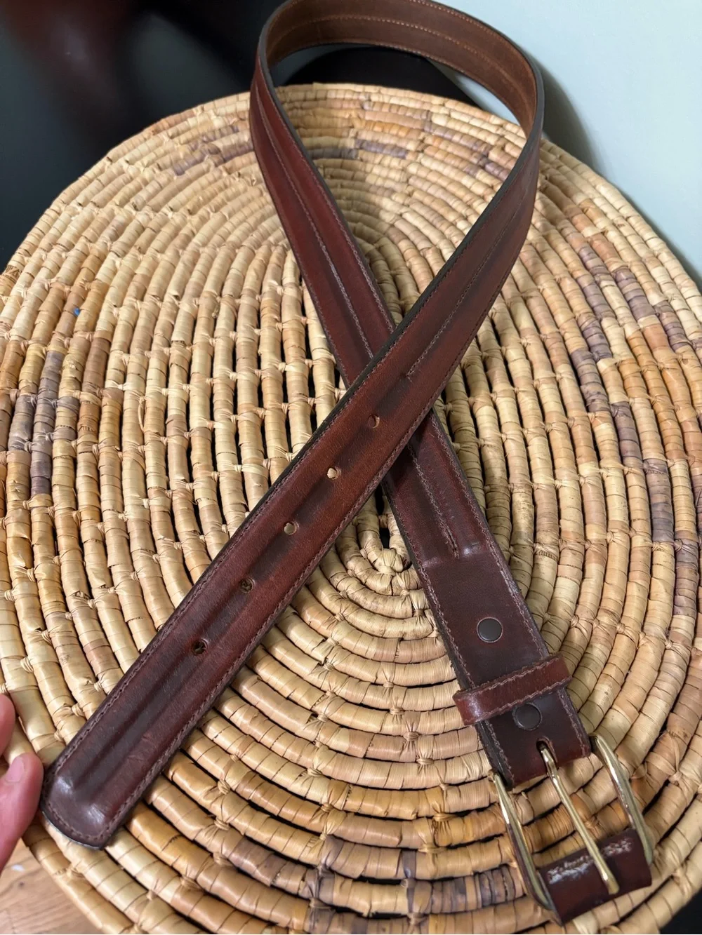 Unisex mahogany brown Leather Belt 34-38” waist